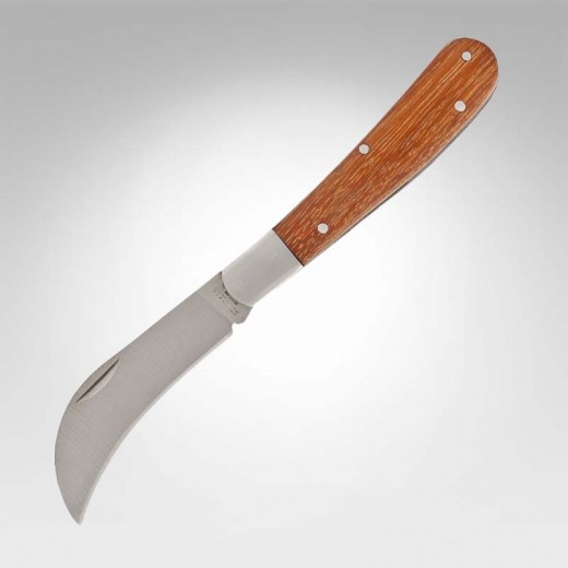 Нож садовый складной, изогнутое лезвие, 170 мм, деревянная рукоятка// Palisad
