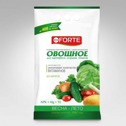Bona Forte удобрение компл. гранулир. с микроэл-тами 10-20-20 (ВЕСНА-ЛЕТО Овощное) 1 кг